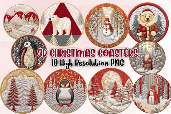 3D Christmas Coasters Clipart PNG Review