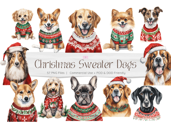 57 Christmas Sweater Dog PNG Clip Arts for Brand Illustrations