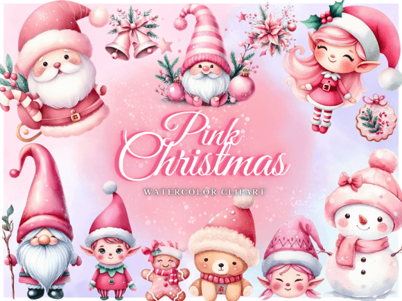 90 Pink Christmas Clipart Christmas PNG for Illustrations