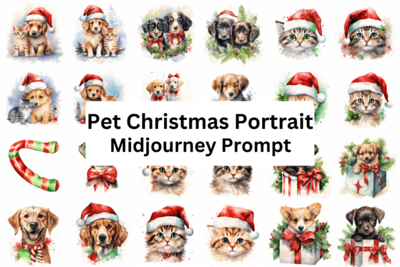 Ai Prompt for Pet Christmas Portrait: Seasonal Illustrations for Publishers