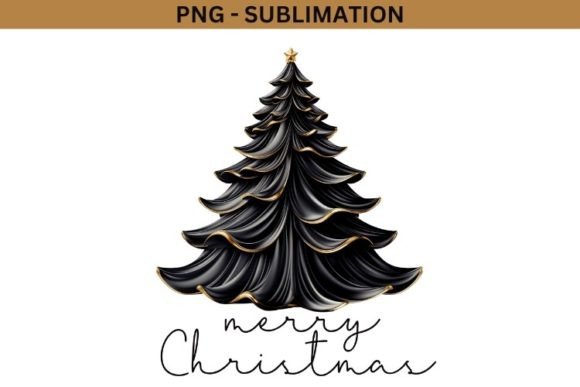 Black Christmas Tree PNG Sublimation for Modern Illustrations