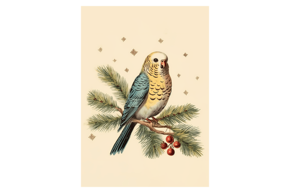 Budgerigar Christmas Card: Festive Illustrations for Crafters
