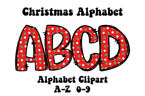 Christmas Alphabet Doodle Red Green Dot Illustrations Review