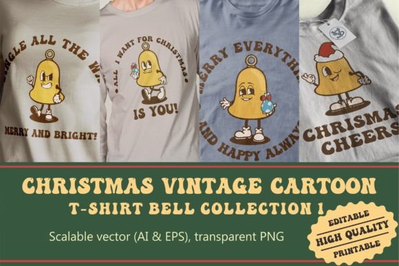 Christmas Bell Vintage Cartoon Review for Illustrations