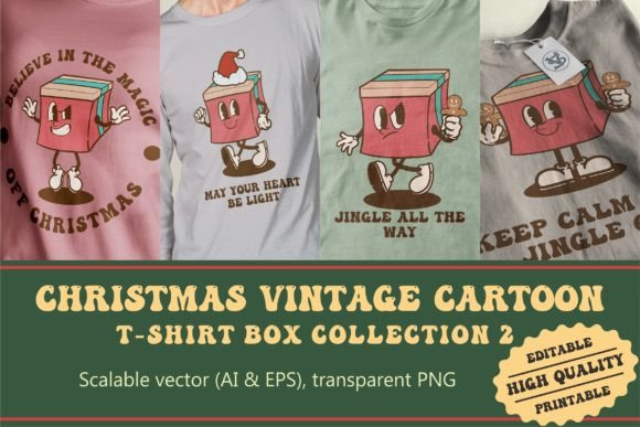 Christmas Box Vintage Cartoon Illustrations for Modern Publishing