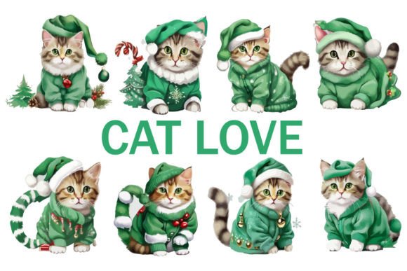 Christmas Cat Green Illustrations: A Designer's Review