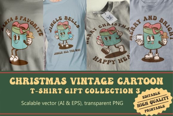 Christmas Gift Vintage Cartoon: A Crafter's Review of Festive Illustrations