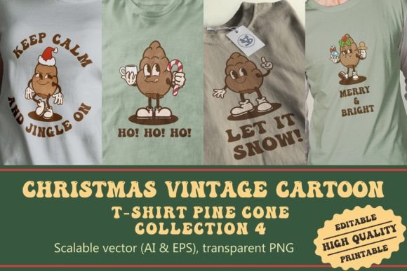 Christmas Pine Cone Vintage Cartoon Illustrations Review