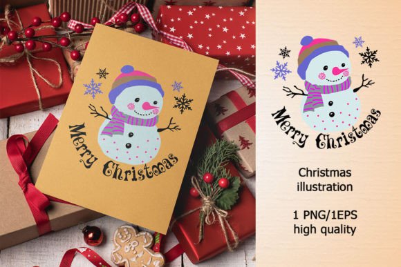 Christmas Snowman and Garland: A Review of Festive Illustrations