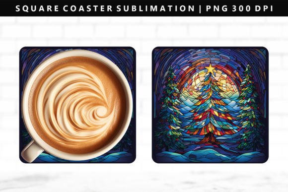 Christmas Tree Square Coaster Design for Illustrations