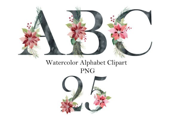 Christmas Watercolor Alphabet for Modern Illustrations