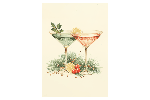 Cocktails Christmas Card for Festive Illustrations