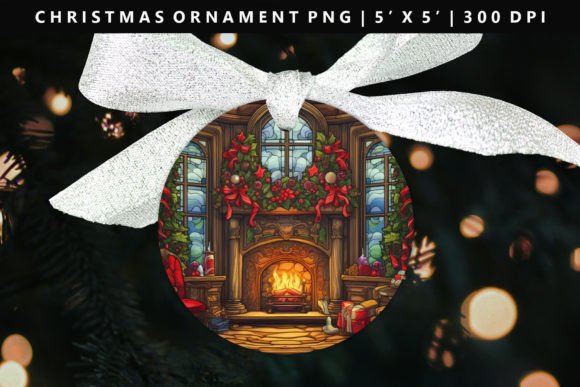 Fireplace Christmas Ornament Design for Seasonal Illustrations