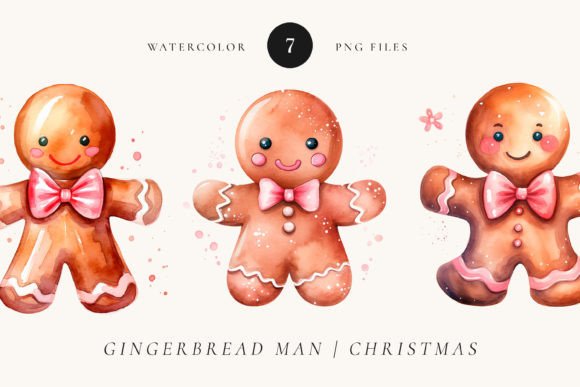 Gingerbread Man Christmas Clipart for Holiday Illustrations