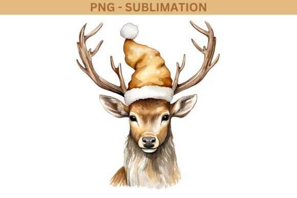 Gold Christmas Deer Sublimation Design for Illustrations
