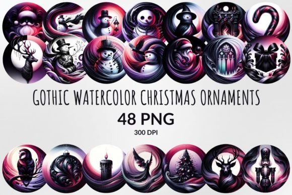 Gothic Christmas Ornaments Sublimation for Creative Illustrations