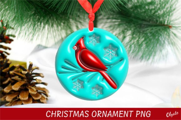 Puff Christmas Ornament PNG. 3D Inflate Illustrations