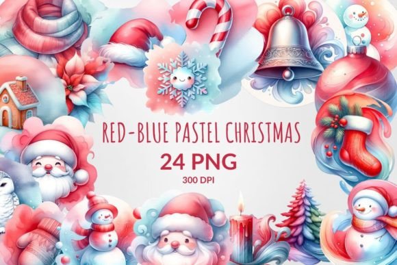 Red-Blue Pastel Christmas Sublimation Illustrations Review