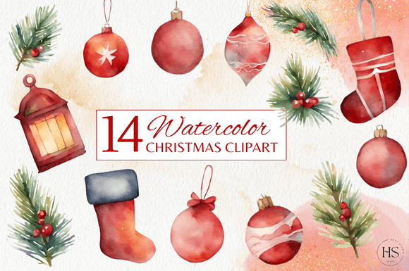 Reviewing 14 Watercolor Christmas Clipart Set for Client Work