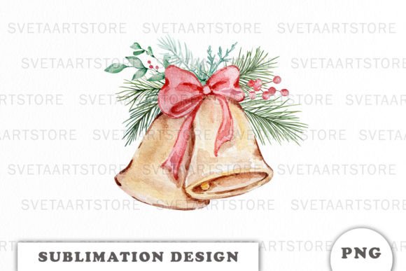 Watercolor Christmas Bells Sublimation for Illustrations